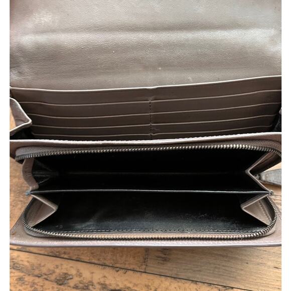 BOTTEGA VENETA Intreacciato Leather Continenta Wallet Brown/Gray W/COA and Box - Picture 2 of 16